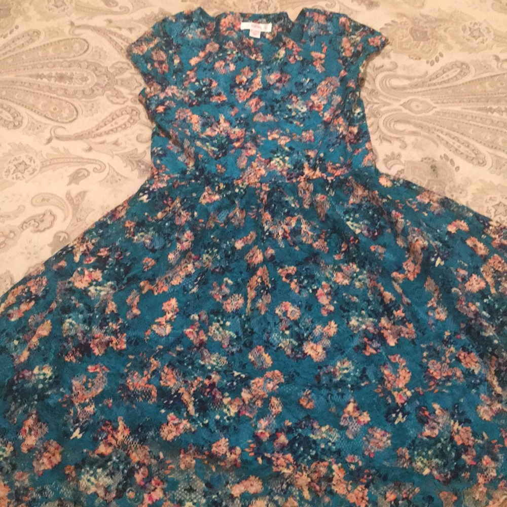 Dark teal floral theme gorgeous dress